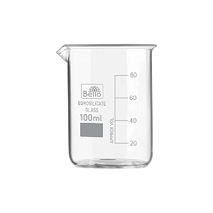 bello borosilicate 33 glass beaker 100 ml with graduation marks pack of 1 beaker for school collage chemistry lab laboratory