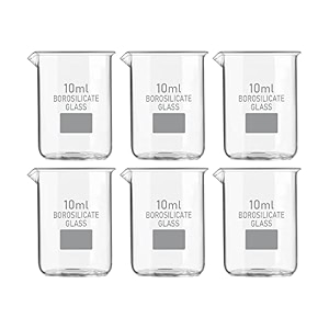 bello borosilicate 33 glass beaker 10 ml with graduation marks pack of 6 beakers for school collage chemistry lab laboratory
