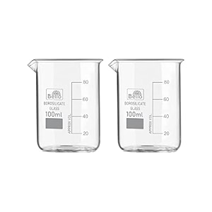 bello naturals feel better everyday borosilicate 33 glass beaker 100 ml with graduation marks pack of 2 beakers for school collage chemistry lab laboratory
