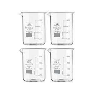 bello naturals feel better everyday borosilicate 33 glass beaker 1000 ml with graduation marks pack of 4 beakers for school collage chemistry lab laboratory