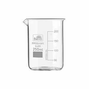 bello borosilicate 33 glass beaker 250 ml with graduation marks pack of 1 beaker for school collage chemistry lab laboratory