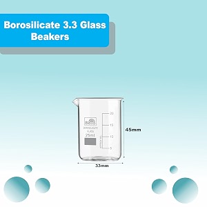 bello borosilicate 33 glass beaker 25 ml with graduation marks pack of 1 beaker for school collage chemistry lab laboratory