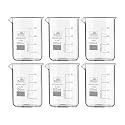 BELLO NATURALS FEEL BETTER EVERYDAY Borosilicate 3.3 Glass Beaker 100 Ml With Graduation Marks, Pack Of 6 Beakers For School Collage Chemistry Lab Laboratory