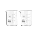 BELLO NATURALS FEEL BETTER EVERYDAY Borosilicate 3.3 Glass Beaker 50 Ml With Graduation Marks, Pack Of 2 Beakers For School Collage Chemistry Lab Laboratory