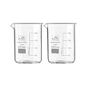 BELLO NATURALS FEEL BETTER EVERYDAY Borosilicate 3.3 Glass Beaker 250 Ml With Graduation Marks, Pack Of 2 Beakers For School Collage Chemistry Lab Laboratory