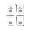 Bello Borosilicate 3.3 Glass Beaker 10 ml with Graduation Marks, Pack of 4 Beakers for school collage chemistry lab laboratory