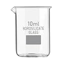 Bello Borosilicate 3.3 Glass Beaker 10 ml with Graduation Marks, Pack of 1 Beaker for school collage chemistry lab laboratory