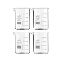 BELLO NATURALS FEEL BETTER EVERYDAY Borosilicate 3.3 Glass Beaker 1000 Ml With Graduation Marks, Pack Of 4 Beakers For School Collage Chemistry Lab Laboratory