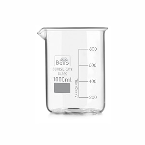 bello borosilicate 33 glass transparent beakers with graduation marks - 1000 ml pack of 1 for school collage chemistry lab laboratory