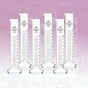 Bello Borosilicate Glass 3.3 Scientific 6pcs Measuring Cylinder 50ml Round Base For School College, Chemistry, Lab Laboratory