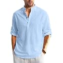 Bellstone Men’s Cotton Blend Solid Regular Fit Full Sleeve Short Kurtas | Men's Trendy Short Kurta | Ethnic Stylish Casual Lightweight Summer Kurta for Daily and Occasion Use
