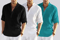 bellstone Pack of 3 Solid Cotton Blend Straight Kurta for Men (Black, White, Blue)