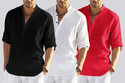 bellstone Pack of 3 Solid Cotton Blend Straight Kurta for Men (Black, Red, White)