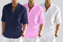 bellstone Pack of 3 Solid Cotton Blend Straight Kurta for Men (Dark Blue, Pink, White)
