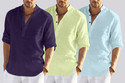 bellstone Pack of 3 Solid Cotton Blend Straight Kurta for Men (Light Blue, Light Green, Purple)