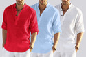 bellstone Pack of 3 Solid Cotton Blend Straight Kurta for Men (Light Blue, Red, White)