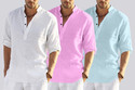 bellstone Pack of 3 Solid Cotton Blend Straight Kurta for Men (Light Blue, Pink, White)