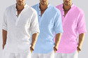 bellstone Pack of 3 Solid Cotton Blend Straight Kurta for Men (Light Blue, Pink, White)