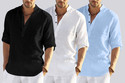 bellstone Pack of 3 Solid Cotton Blend Straight Kurta for Men (White, Black, Light Blue)