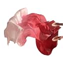 Belly Dance Faux Silk Veil Fans, 1 Pair (Left+Right) Faux Silk Bamboo Long Fans Veils, Handmade Belly Dance Dancing Silk Fans, Dance Performance