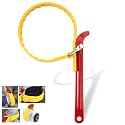 Belt Strap Wrench 10 Inches, Multifunctional Steel Handle Adjustable Strap Wrench for Replacing Water Filter, PVC Pipe Joints, Oil Filter, Swimming Pool Connection (Red Handle, Yellow Strap)