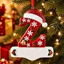 Bemaystar 3D Resin Letter Christmas Ornaments, Hand Painted Initial Christmas Tree Ornaments, Premium Holiday Decoration for Family Christmas Tree Decor, Ornaments for Christmas Tree, Z