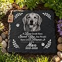 Bemaystar Personalized Dog Memorial Gifts for Loss of Dog, Personalized Pet Memorial Stone with Photo, Custom Cat Remembrance Plaque, Sympathy Gift, Made in USA,Square - Black White