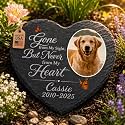 Bemaystar Personalized Dog Memorial Gifts for Loss of Dog, Personalized Pet Memorial Stone with Photo, Custom Cat Remembrance Plaque, Sympathy Gift, Made in USA,Heart - Black White