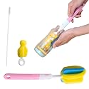 Bembika 3 Pcs, Silicone Cleaner, Cleaner Brush, Milk Cleaning Brush, Feeding Cleaning (Pink Color)