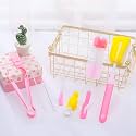 Bembika 7 Pcs, Silicone Cleaner, Cleaner Brush, Milk Cleaning Brush, Feeding Cleaning (Pink Color)