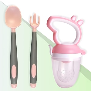 bembika baby feeding spoon amp nibbler set the ultimate bpa free baby weaning spoon baby self feeding spoon fruit nibbler for babies a solution for feeding training-be2337