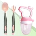 Bembika Baby Feeding Spoon &amp; Nibbler Set The Ultimate BPA Free Baby Weaning Spoon Baby Self Feeding Spoon Fruit Nibbler for Babies A Solution for Feeding Training-(BE2337)