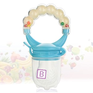 bembika baby nibbler ring blue color baby nibbler pacifier baby pacifier food nibbler baby feeding accessories medium size 6-9 months baby