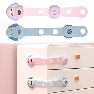 bembika furniture safety locks for kids child safety lock for fridge drawers cupboard cabinet window safety adjustable lock multifunction accessories for baby and toddlers blue and pink - 2 pcs