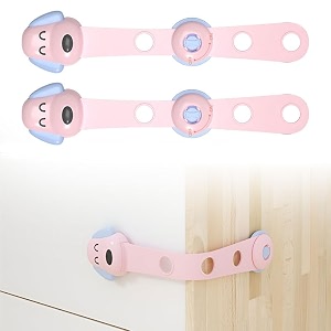bembika furniture safety locks for kids child safety lock for fridge drawers cupboard cabinet window safety multifunction accessories adjustable lock for baby and toddlers pink - 2 pcs