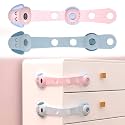 Bembika Furniture Safety Locks for Kids, Child Safety Lock for Fridge, Drawers, Cupboard, Cabinet, Window Safety Adjustable Lock Multifunction Accessories for Baby and Toddlers Blue and Pink - 4 Pcs