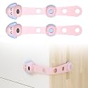 Bembika Furniture Safety Locks for Kids, Child Safety Lock for Fridge, Drawers, Cupboard, Cabinet, Window Safety Multifunction Accessories Adjustable Lock for Baby and Toddlers Pink - 2 Pcs