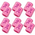 Bememo 12 Pack Breast Cancer Awareness Wristbands Bulk Pink Ribbon