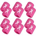 Bememo 12 Pack Breast Cancer Awareness Wristbands Bulk Pink Ribbon