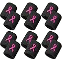 Bememo 12 Pack Breast Cancer Awareness Wristbands Bulk Pink Ribbon