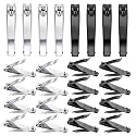 Bememo 24 Pcs Large Small Stainless Nail Clippers Set Fingernail and Toenail Clippers Bulk with File Pedicure Flat Portable Travel Manicure Care Tool Cutter for Women Men Homeless (Silver and Black)
