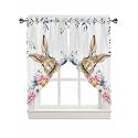 BEMIGO Easter Cute Bunny Swag Valances Kitchen Decor Curtain Spring Flowers Rod Pocket Thermal Insulated&amp;Washable Window Curtains for Kitchen Bedroom Valances for Windows 2 Panels, 36x45inch