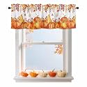 BEMIGO Fall Valances for Windows Thanksgiving Kitchen Valance Curtains Orange Pumpkin Maple Leaves Light Filtering Thermal Insulated Window Curtains for Living Room Bedroom Decor, 42x12in