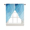 BEMIGO Swag Valances for Windows,Blue Wave Winter Ocean Rod Pocket Kitchen Farmhouse Window Curtains Over Sink,Abstract Ombre Geometric Farmhouse Swag Curtains,2 Panels, 45 Inches Length