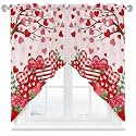 BEMIGO Swag Valances for Windows, Love Heart Rod Pocket Kitchen Window Curtains Over Sink, Heart Branches Curtain Panel Swag Curtains Valences, 36 Inches Length