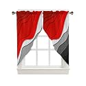 BEMIGO Swag Valances for Windows, Ombre Red Black Rod Pocket Kitchen Farmhouse Window Curtains Over Sink, Abstract Texture Farmhouse Swag Curtains,2 Panels, 36 Inches Length