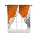 BEMIGO Swag Valances for Windows, Orange Gray Ombre Rod Pocket Kitchen Farmhouse Window Curtains Over Sink, Gradual Color Farmhouse Swag Curtains,2 Panels, 45 Inches Length