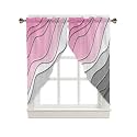 BEMIGO Swag Valances for Windows, Pink Grey Ombre Rod Pocket Kitchen Farmhouse Window Curtains Over Sink, Gradual Color Farmhouse Swag Curtains,2 Panels, 36 Inches Length