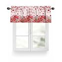 BEMIGO Valances for Windows, Light Filtering Short Curtains for Windows Heart Tree Romantic Pink Valance Curtains for Kitchen Living Room Cafe Bedroom Decor 54X18In