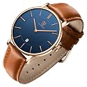 BEN NEVIS Watch, Mens Watch, Minimalist Fashion Simple Wrist Watch Analog Date with Leather Strap